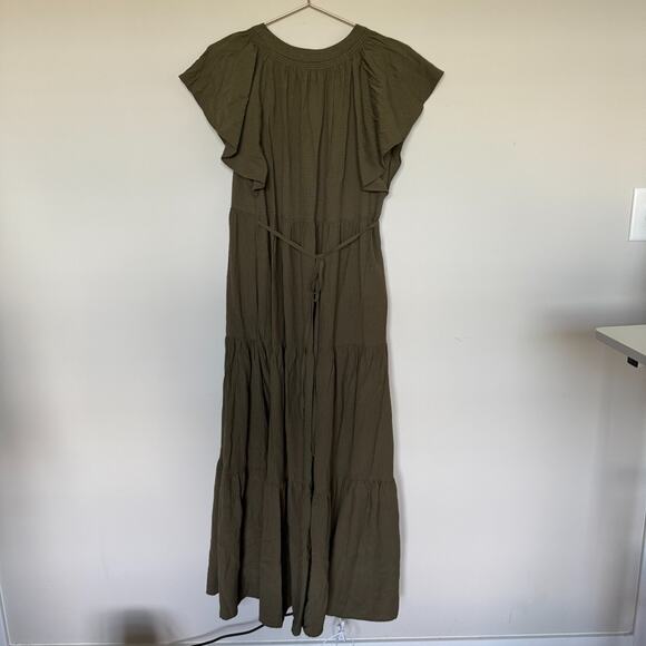 Calvin Klein Womens Dress Medium Green Flutter Sleeve Gauze Cottagecore Peasant - Picture 8 of 8